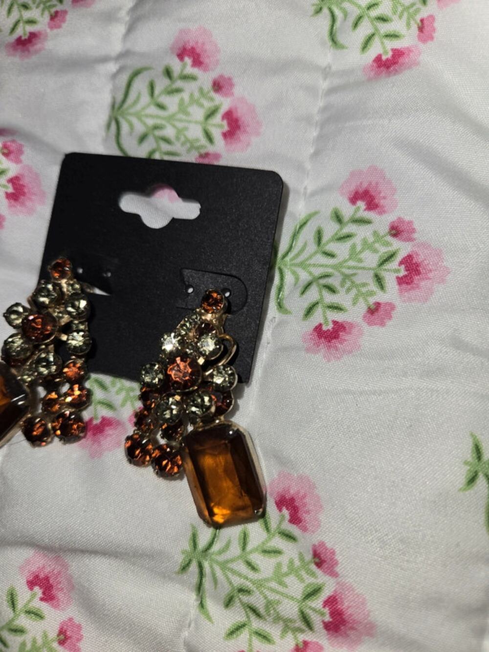 Vintage Julianna Amber and glass clip on Earrings